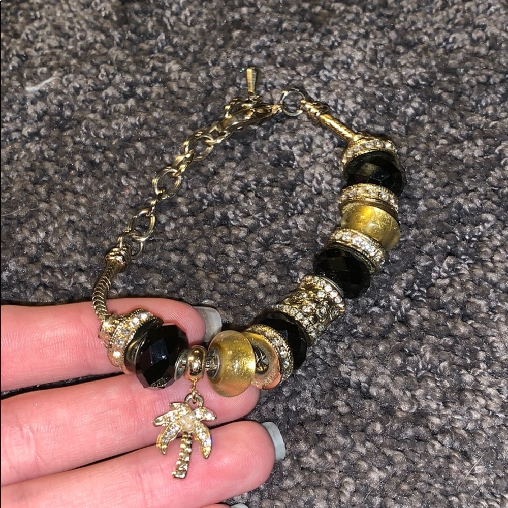 gold palm tree charm bracelet